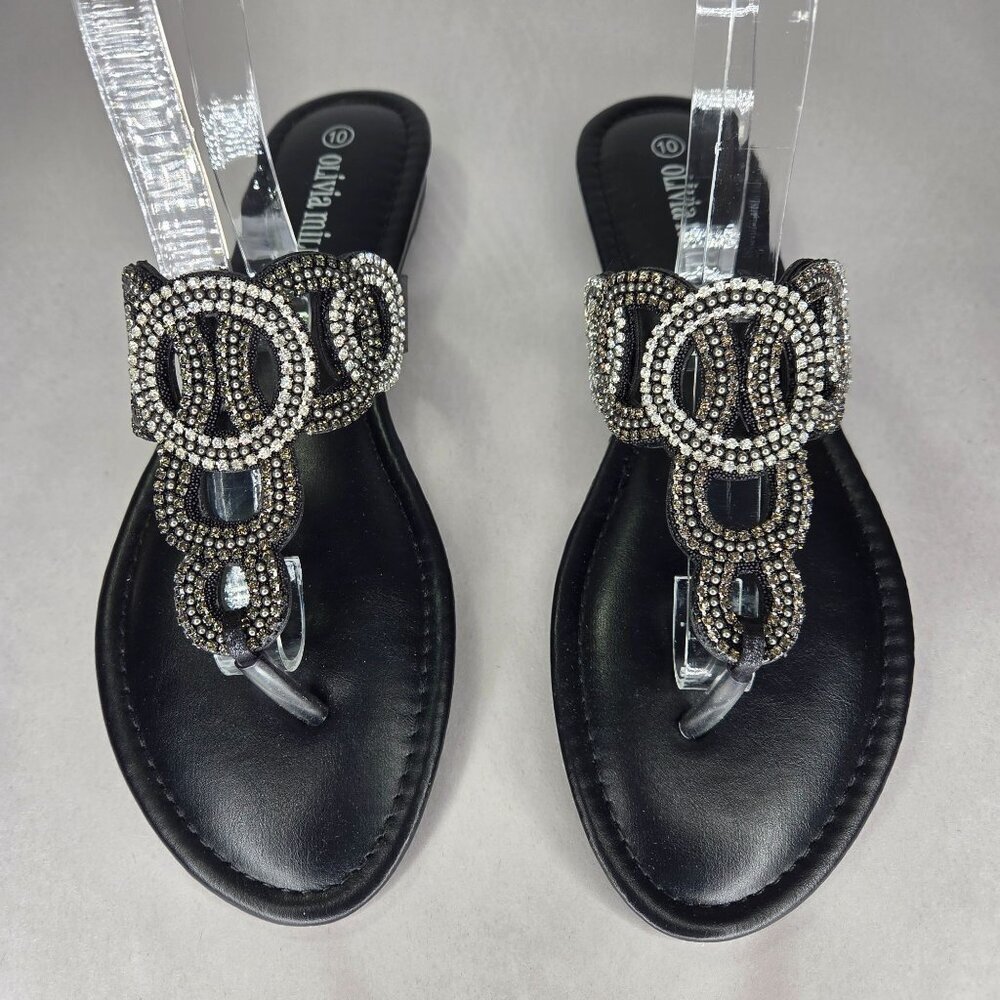 Olivia Miller Sandals Black Rhinestone Memory Lane, Size: 10